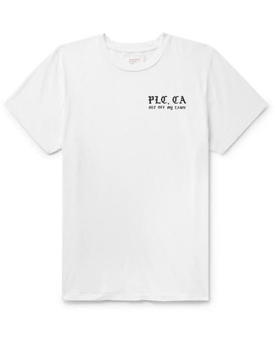 Pasadena Leisure Club Get Off My Lawn Logo-print Cotton-jersey T-shirt - White