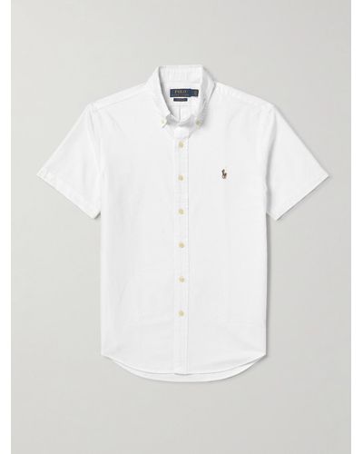 Polo Ralph Lauren Button-down Collar Logo-embroidered Cotton Oxford Shirt - White