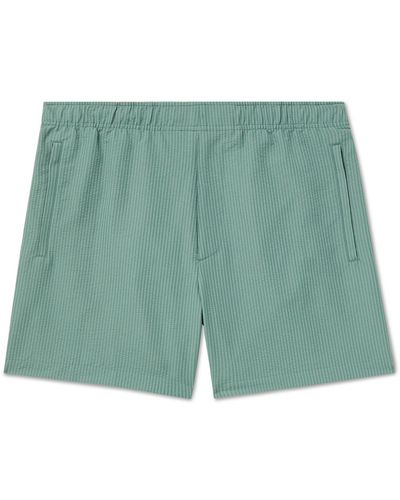 Theory Jace Striped Recycled-seersucker Swim Shorts - Green