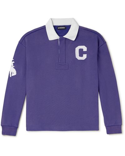 CHERRY LA Logo-appliquéd Cotton-jersey Polo Shirt - Blue