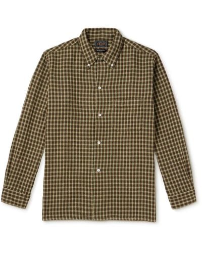 Beams Plus Button-down Collar Checked Cotton Shirt - Green