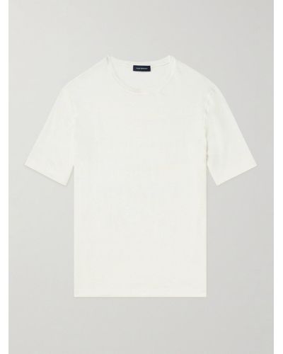 Thom Sweeney Stretch-linen T-shirt - White