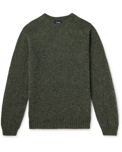 Drake's Brushed Shetland Wool Sweater - Green