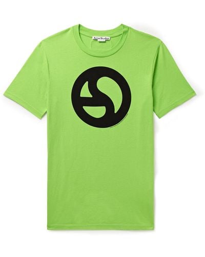 Acne Studios Everest Logo-print Neon Cotton And Lyocell-blend Jersey T-shirt - Green