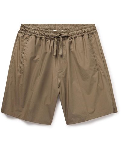 Umit Benan Wide-leg Cotton-poplin Shorts - Brown