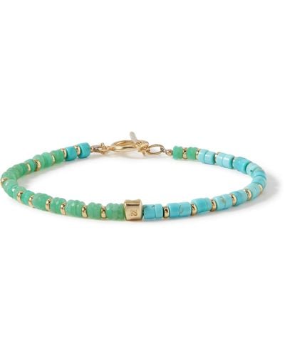 Peyote Bird St. Tropez Gold-plated Turquoise And Chyrsoprase Beaded Bracelet - Green