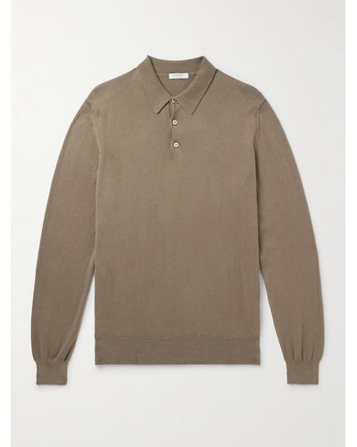 Boglioli Slim-fit Garment-dyed Cotton Polo Shirt - Natural
