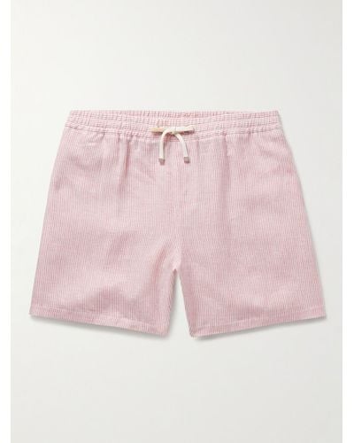 Loro Piana Arizona Straight-leg Striped Linen Drawstring Bermuda Shorts - Pink