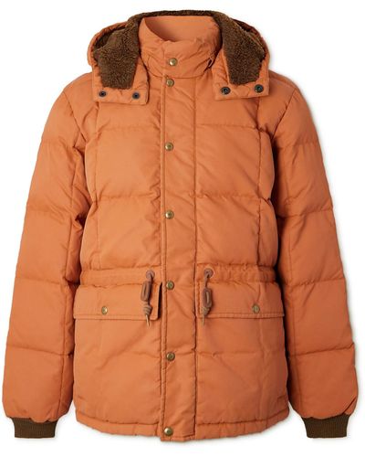 RRL Barrett Quilted Padded Nylon Hooded Jacket - Orange