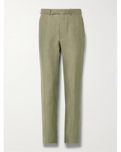 Zegna Slim-fit Oasi Lino Twill Suit Trousers - Green