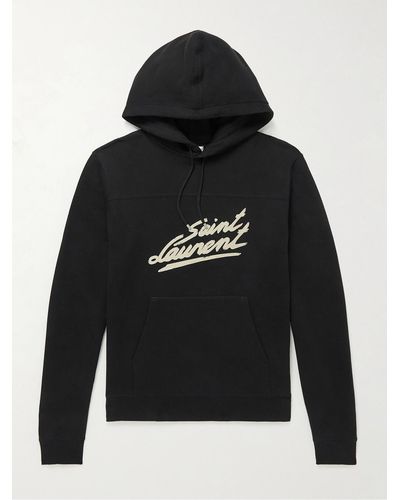 Saint Laurent Men Logo Hoodie - Black