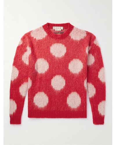 Marni Polka-dot Intarsia-knit Sweater - Red