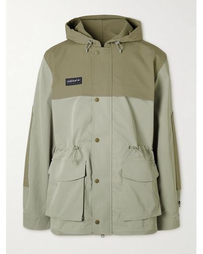 adidas Originals Moorfield Appliquéd Two-tone Panelled Recycled-shell Hooded Jacket - Green