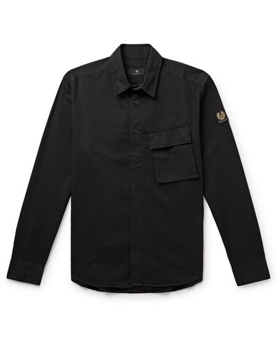 Belstaff Scale Garment-dyed Cotton-twill Shirt - Black