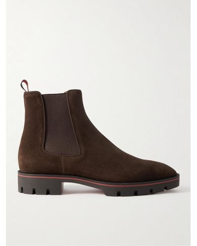 Christian Louboutin Alpino Suede Chelsea Boots - Brown