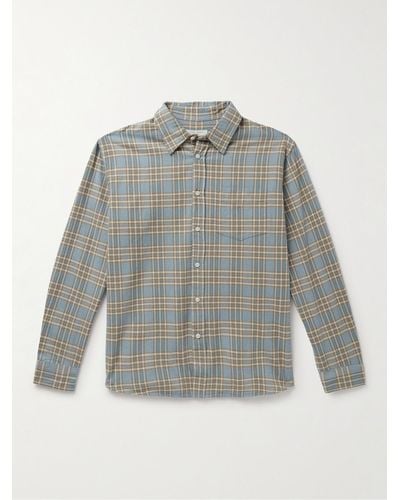 Nudie Jeans Filip Prairie Checked Organic Cotton-flannel Shirt - Grey