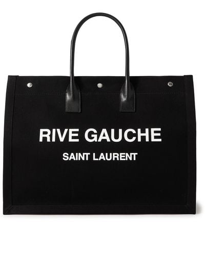 Saint Laurent Noe Leather-trimmed Logo-print Canvas Tote Bag - Black