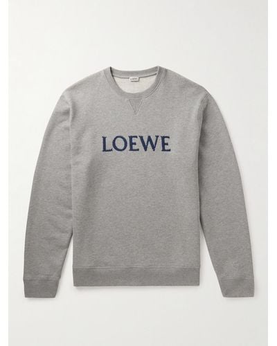 Loewe Felpa in jersey di cotone con logo ricamato - Grigio