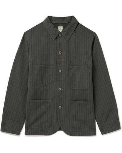 RRL Tanner Striped Cotton Shirt Jacket - Gray