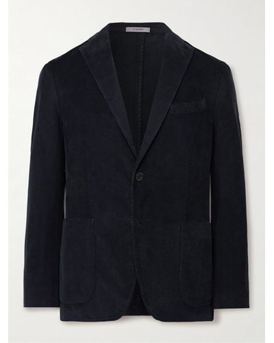 Boglioli Unstructured Stretch Cotton And Modal-blend Corduroy Suit Jacket - Blue