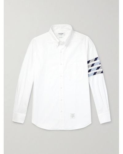 Thom Browne Hemd aus Baumwoll-Oxford mit Button-Down-Kragen und Ripsband - Weiß