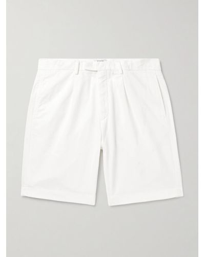 Boglioli Straight-leg Pleated Cotton-blend Twill Bermuda Shorts - White