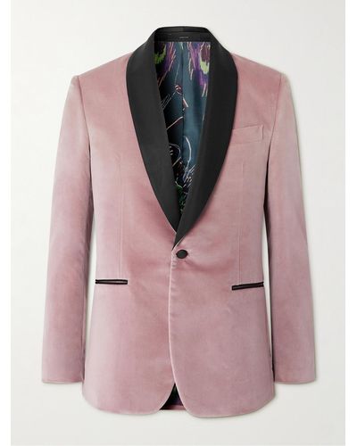 Paul Smith Slim-fit Satin-trimmed Cotton-velvet Tuxedo Jacket - Pink