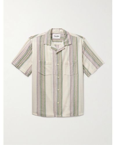 Corridor NYC Riis Camp-collar Striped Cotton-gauze Shirt - Natural