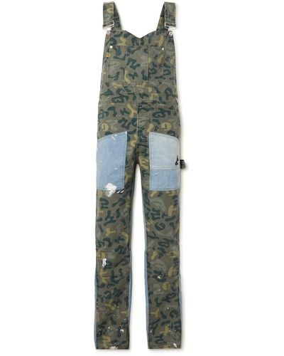 GALLERY DEPT. Flared Paint-splattered Camouflage-print Overalls - Green