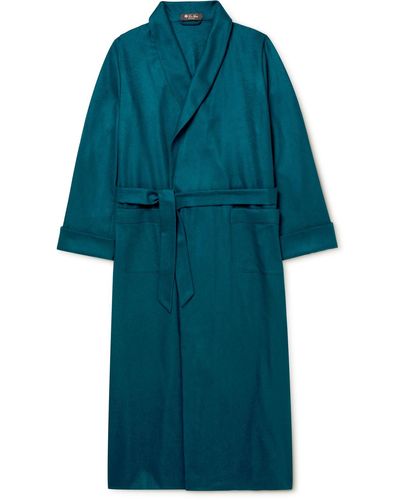 Loro Piana Stretch Cashmere And Silk-blend Robe - Blue