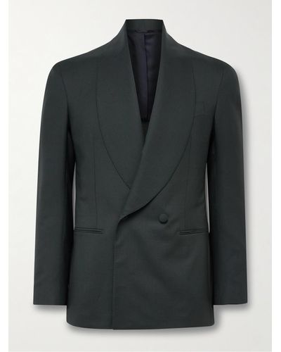 De Petrillo Positano Slim-fit Shawl-collar Double-breasted Virgin Wool Tuxedo Jacket - Black
