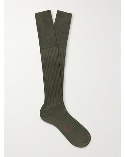 Loro Piana Socken aus einer gerippten Kaschmir-Seidenmischung - Grün