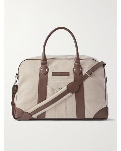Brunello Cucinelli Leather-trimmed Canvas Holdall - Natural