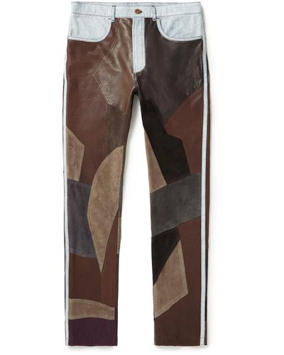 Acne Studios Lyrite Tapered Denim-trimmed Patchwork Leather Pants - Multicolor