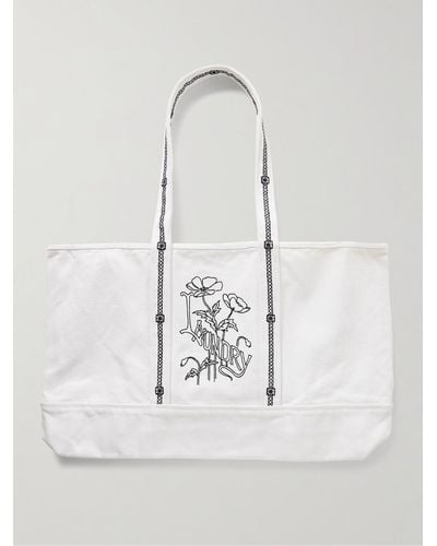 Bode Laundry Logo-embroidered Cotton-canvas Tote Bag - White