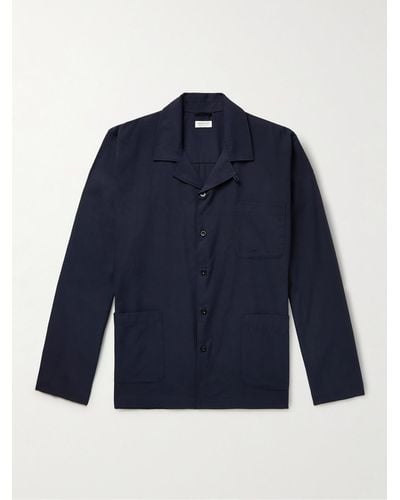 Sunspel Camp-collar Cotton-twill Pyjama Shirt - Blue