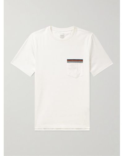 Paul Smith T-shirt in jersey di cotone con righe - Neutro