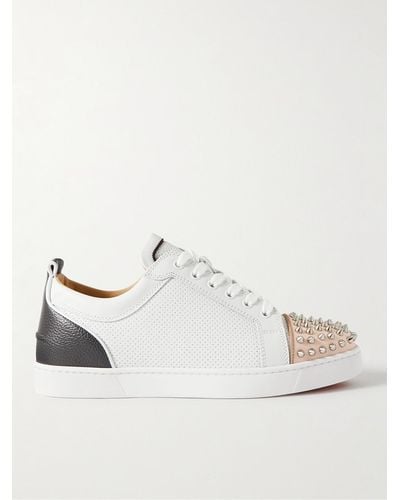 Christian Louboutin Louis Junior Spikes Leather Trainer - White