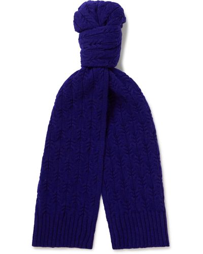 MR P. Lamaine Cable-knit Wool Scarf - Blue