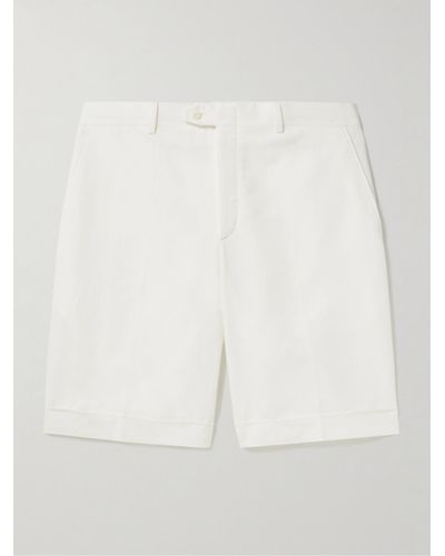 Brioni Lerici Straight-leg Linen And Cotton-blend Shorts - White