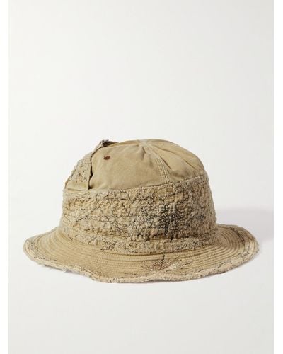 Kapital The Old Man And The Sea Distressed Buckled Cotton-twill Bucket Hat - Natural