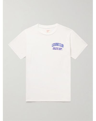 Pasadena Leisure Club Athletic Dept. Logo-print Garment-dyed Cotton-jersey T-shirt - White