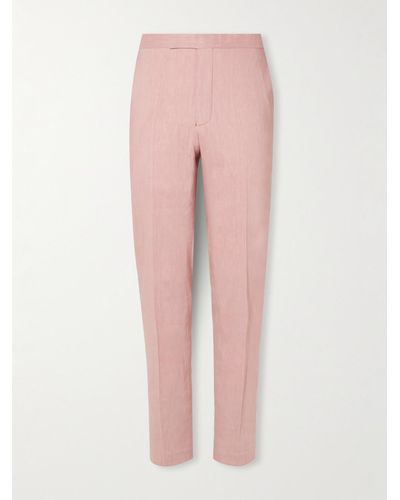 Richard James Straight-leg Linen-blend Suit Trousers - Pink