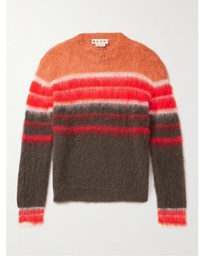 Marni Striped Mohair-blend Sweater - Red