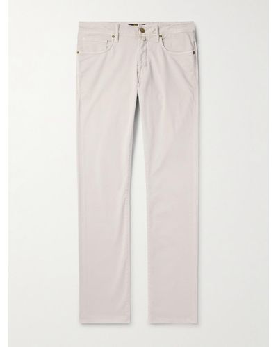 Incotex Slim-fit Cotton-blend Trousers - Natural