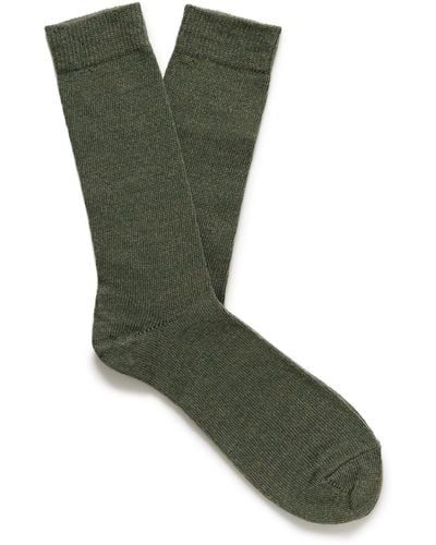 Sunspel Merino Wool-blend Socks - Green