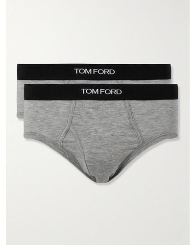 Tom Ford Two-pack Stretch-cotton And Modal-blend Briefs - Grey