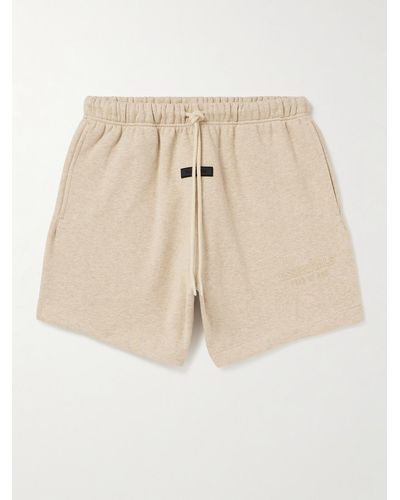 Fear Of God Gerade geschnittene Shorts aus Jersey aus einer Baumwollmischung mit Kordelzugbund und Logoapplikation - Natur