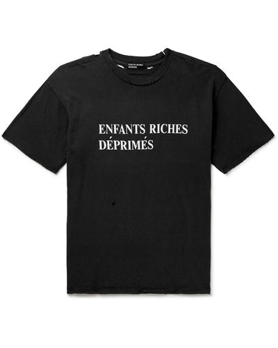 Enfants Riches Deprimes Distressed Logo-printed Cotton-jersey T-shirt - Black