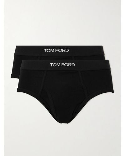 Tom Ford 2-pack Stretch-cotton Logo Briefs - Black